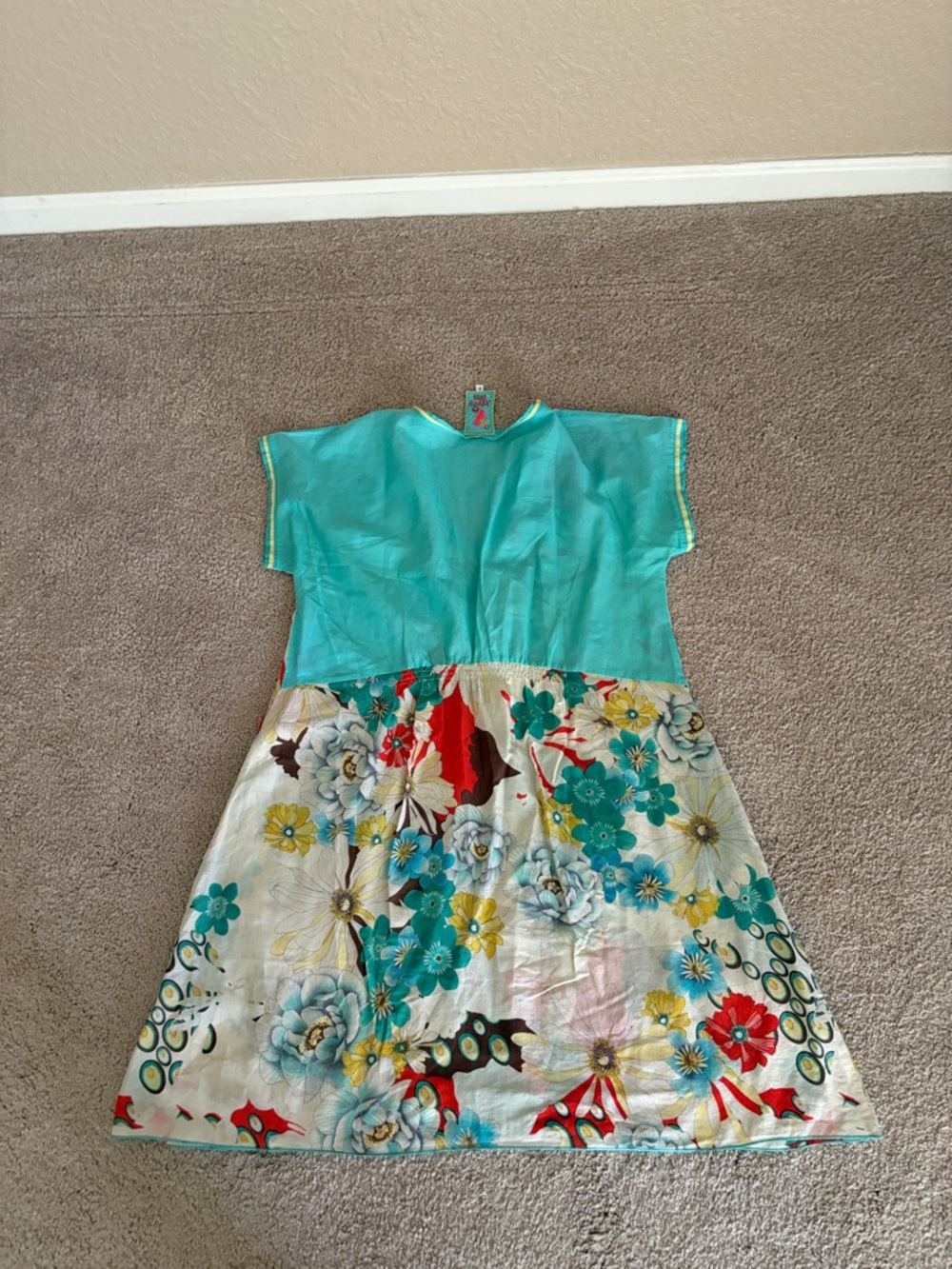 Johnny Was Multicolor Floral V-Neck Dress size S  great as bathing suit cover - Picture 2 of 5